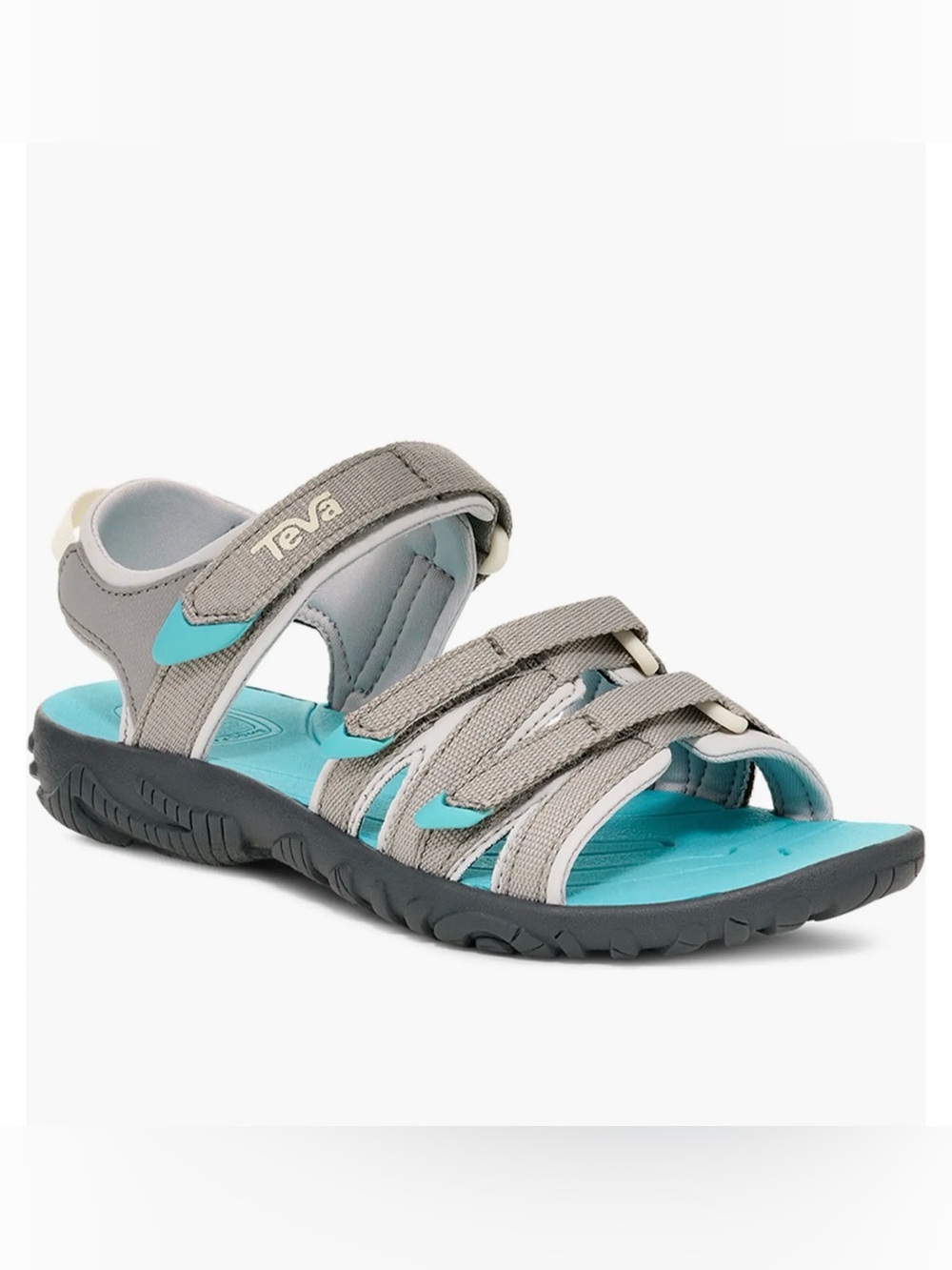 Teva Tirra Sport Kids Sandals Light Grey Aqua Footbed Hiking Outdoor Size: 4